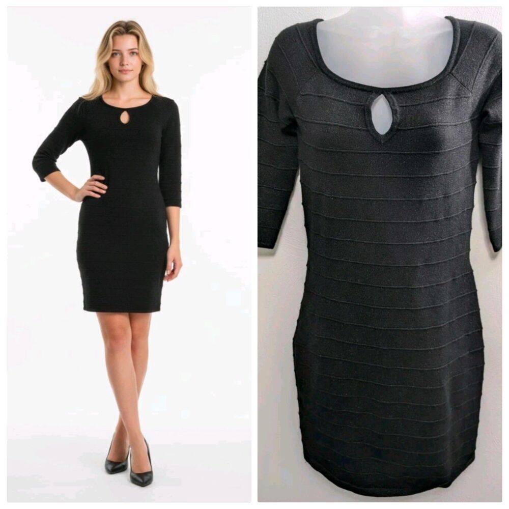 Express Black Bodycon Dress Medium Sparkly Date Night Stretch